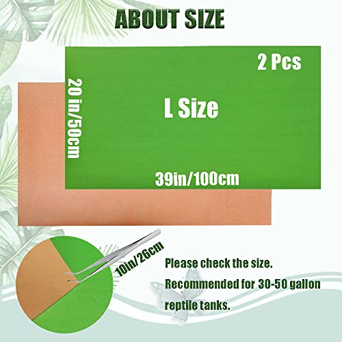 Tfwadmx 2 Pack Reversible Reptile Carpet, 39’’ x 20’’ Terrarium Bedding Substrate Liner Lizard Soft Mats Reptile Cage Mat Supplies and Tongs for Bearded Dragon Tortoise Leopard Gecko Snake