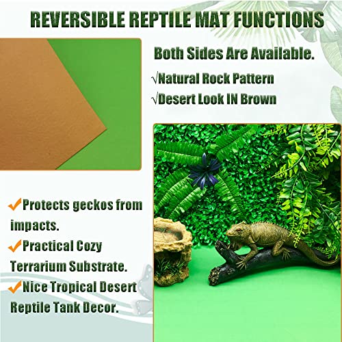 Tfwadmx 2 Pack Reversible Reptile Carpet, 39’’ x 20’’ Terrarium Bedding Substrate Liner Lizard Soft Mats Reptile Cage Mat Supplies and Tongs for Bearded Dragon Tortoise Leopard Gecko Snake