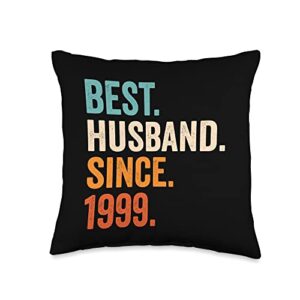 24th wedding anniversary gifts for him best husband since 1999 | 24th wedding anniversary throw pillow, 16x16, multicolor