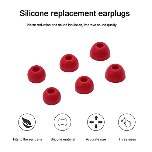 Adhiper Silicone Earplugs 6 Pieces of Eartips Replacement Earplugs is Compatible for Beats Studio Buds Headphones (Red)