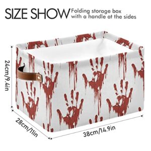 Halloween Scary Bloody Zombie Girl Square Storage Basket Storage Bins Canvas Storage Organizer Closet Shelf Organizer for Home Office, 1 Pc