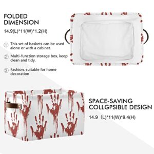 Halloween Scary Bloody Zombie Girl Square Storage Basket Storage Bins Canvas Storage Organizer Closet Shelf Organizer for Home Office, 1 Pc