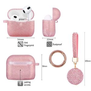 Case for Airpods 3rd Generation (2021), Filoto Apple Airpod 3 Case Cover for Women Girls, Silicone Case for Air Pod 3 Charging Case with Disco Ball Keychain Accessories (Rose Gold)