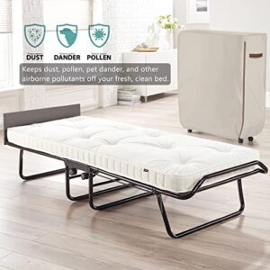 SELUGOVE Folding Bed Storage Cover for Single Size 31-Inch Portable Rollaway Bed, Khaki Double-Layer Oxford Cloth Thick and Tear-Resistant, with Zipper, Easy to Put On and Take Off.