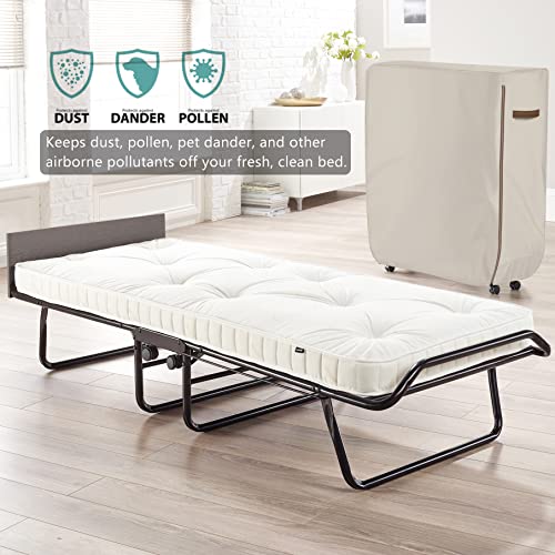 SELUGOVE Folding Bed Storage Cover for Single Size 31-Inch Portable Rollaway Bed, Khaki Double-Layer Oxford Cloth Thick and Tear-Resistant, with Zipper, Easy to Put On and Take Off.