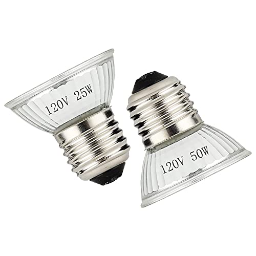 SDYXJ 2pcs 25W UVA UVB Reptile Heat Bulbs, Pet Heating Bulbs for Turtle Tank Habitat Reptile Lizard Snake(E27, 110V) (25W)