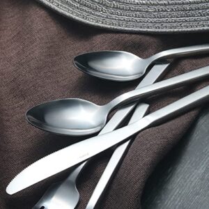 Alata Cube 20-Piece Forged Silverware Set Stainless Steel Flatware Set,Service for 4,Matte Satin Polished Cutlery Set,Dishwasher Safe