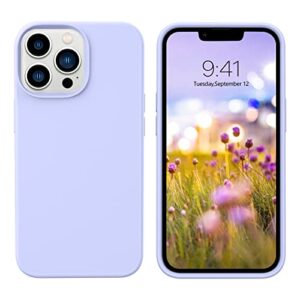 GUAGUA Compatible with iPhone 13 Pro Max Case 6.7 Inch Liquid Silicone Soft Gel Rubber Slim Thin Microfiber Lining Cushion Texture Cover Protective Phone Case for iPhone 13 Pro Max Lilac Purple