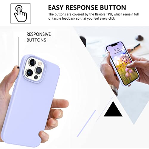 GUAGUA Compatible with iPhone 13 Pro Max Case 6.7 Inch Liquid Silicone Soft Gel Rubber Slim Thin Microfiber Lining Cushion Texture Cover Protective Phone Case for iPhone 13 Pro Max Lilac Purple