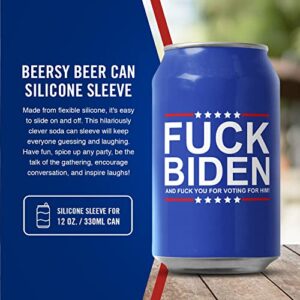 Beersy Silicone Sleeve Beer Can Cover - Insulated Can Sleeve - Novelty Disguise for Outdoor Events, Golf, Parties, Concerts,Tailgating - Hide a Beer To Look Like Soda, Fits 12 oz Cans (Fuck Biden)