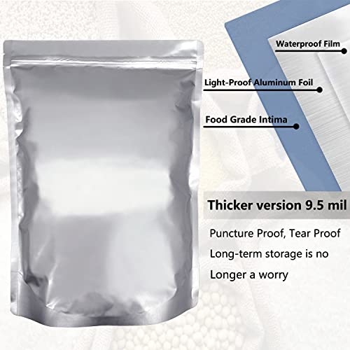 25PCS Mylar Bags For Food Storage, 1 Gallon Mylar Bags With Oxygen Absorbers (300CC×25PCS), Extra Thick Stand-Up Zipper Pouches Resealable Heat Sealable Bags(10"x14")