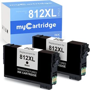 mycartridge 812xl black remanufactured ink cartridge replacement for epson 812xl t812 fit for epson workforce pro wf-7840 wf-7820 ec-c7000 printer 812xl ink cartridges (black, 2 pack)