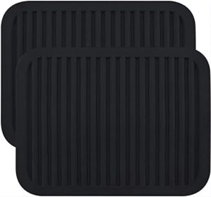 hotsyang silicone trivets, silicone trivets for hot pots and pans,silicone trivets for hot dishes,trivets mats,hot pads for kitchen counter, silicone hot pads of 2 pcs, 9x12 inch rectangular (black)