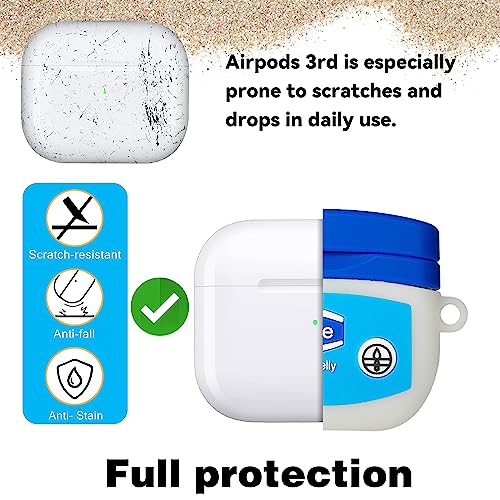 Mulafnxal Case for Airpods 3 3rd Generation Cute Soft Silicone 3D Funny Fun Character for Air pod 3 (2021) Cover Cartoon Fashion Designer Skin Ring Kits Cases for Kids Boys Girls Teen (Blue and White)