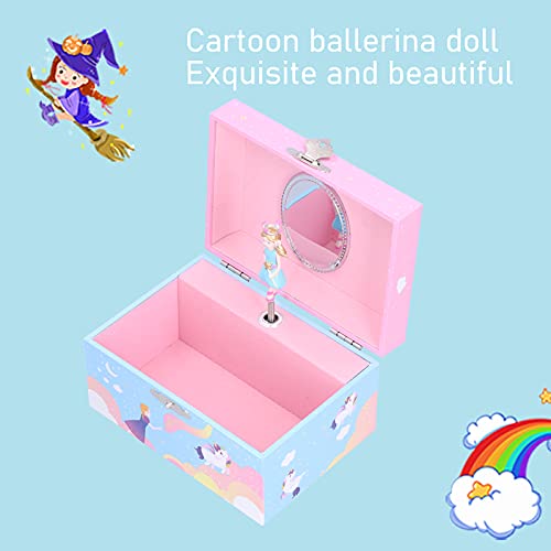 Pinsofy Musical Jewelry Box Portable Music Storage Box for Organizing Small Daily Items for Kids Girl for Children for Birthday GiftD Music Box