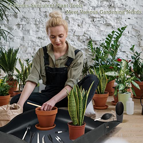 SMFANLIN 29.5"x29.5" Foldable Plant Repotting Mat for Gardening, Thicken Oxford Indoor Succulent Transplanting Potting Tarp Mat with Garden Tools and 30 Mesh Pads - Waterproof & Anti Dirty (Black)