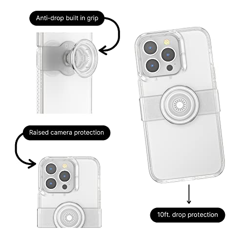 PopSockets: iPhone 13 Pro Case with Phone Grip and Slide, Phone Case for iPhone 13 Pro - Clear