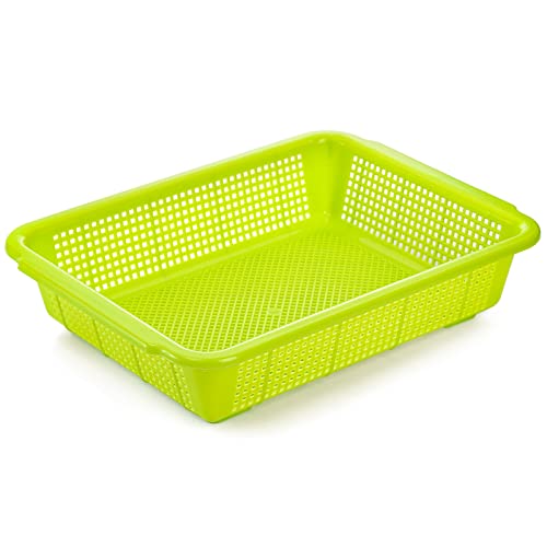 Frcctre 10 Pack Plastic Storage Baskets, 9.5"X7"X2.6" Colorful Stackable Desktop Organizer Baskets Trays, Organizer Baskets for Office Home Pantry Use