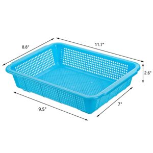 Frcctre 10 Pack Plastic Storage Baskets, 9.5"X7"X2.6" Colorful Stackable Desktop Organizer Baskets Trays, Organizer Baskets for Office Home Pantry Use