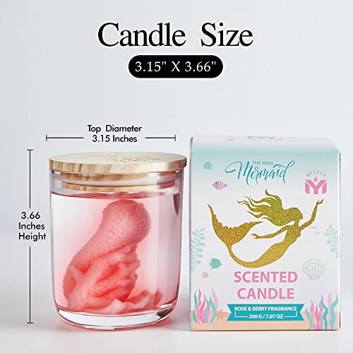 Scented Candle,Gift for Women,Natural no Toxic Organic Rose Jelly Gel Soy Wax Mermaid Jar Candles, Home Decorative Fragrance Candles Gift,Birthday Gift Idea,7.07 oz