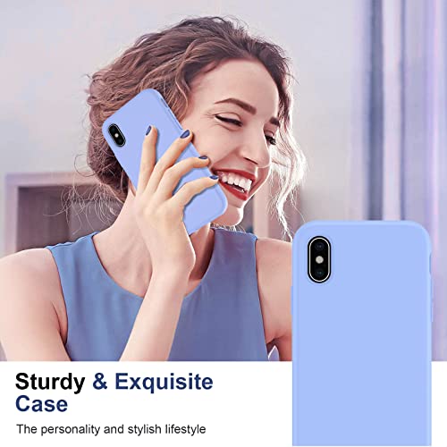 LeYi for iPhone X Case, iPhone Xs Case, iPhone 10 Case with 2 Pack Tempered Glass Screen Protector, Silicone Full Body Cute Slim Women Phone Case Cover for iPhone 10/X/Xs, Violet