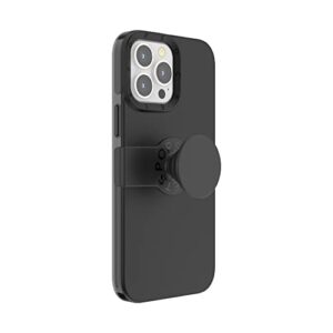 popsockets: iphone 13 pro max case with phone grip and slide, wireless charging compatible - black