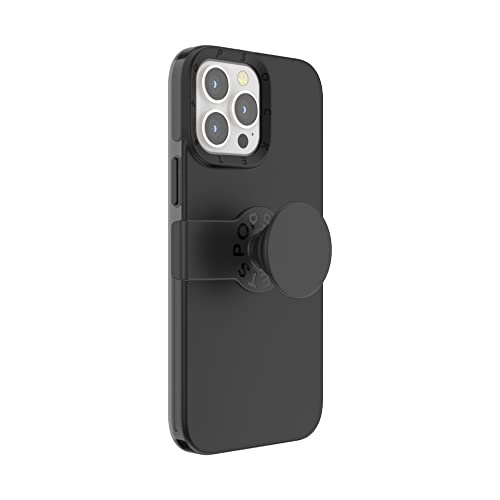 PopSockets: iPhone 13 Pro Max Case with Phone Grip and Slide, Wireless Charging Compatible - Black