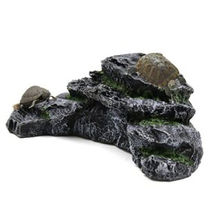 hamiledyi turtle basking platform tortoise climbing ramp shale step ledge reptiles dock resting terrace aquarium rock ornament decoration for turtles frogs newts salamanders