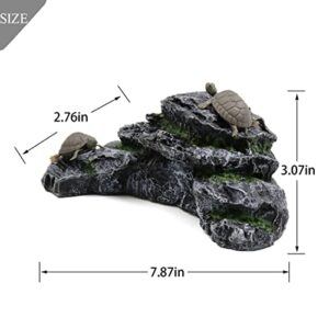 Hamiledyi Turtle Basking Platform Tortoise Climbing Ramp Shale Step Ledge Reptiles Dock Resting Terrace Aquarium Rock Ornament Decoration for Turtles Frogs Newts Salamanders