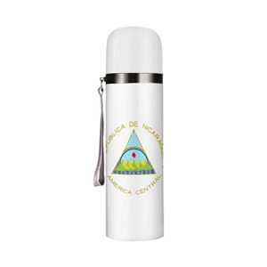 coat of arms of nicaragua. insulated water bottle 19 oz stainless steel travel mug for drink sports camping hiking outdoors