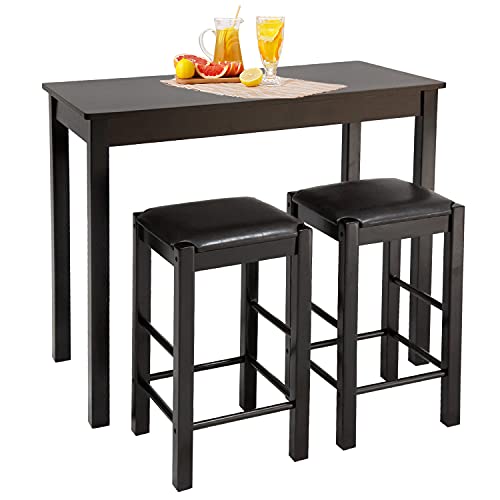 Dining Room Table Set for Small Spaces Furniture Set for Kitchen, Bar,Solid Wood Counter-Height Set Include 2 stools Kitchen Table Dining Table Set Bistro Table Set bar Table and Chairs Set