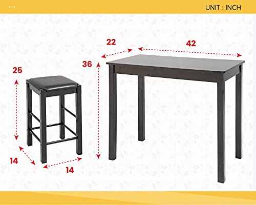 Dining Room Table Set for Small Spaces Furniture Set for Kitchen, Bar,Solid Wood Counter-Height Set Include 2 stools Kitchen Table Dining Table Set Bistro Table Set bar Table and Chairs Set