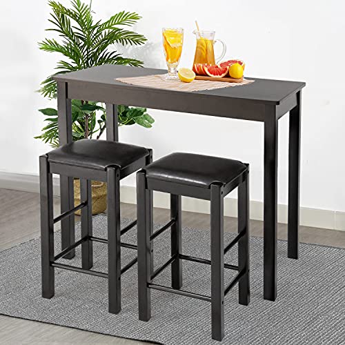 Dining Room Table Set for Small Spaces Furniture Set for Kitchen, Bar,Solid Wood Counter-Height Set Include 2 stools Kitchen Table Dining Table Set Bistro Table Set bar Table and Chairs Set