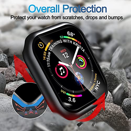 Smiling 2 pack Case Built in Tempered Glass Screen Protector Compatible with Apple Watch Series 9 (2023)/Series 8 /Series 7 45mm, Hard PC Case with Screen Protector Overall Protective Cover-Matt Black
