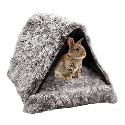 Rabbit Warm Hideout Tent Guinea Pig Foldable Bed Small Animal Pet Winter Warm House for Dwarf Rabbits Hamster Bunny Ferrets Rats Hedgehogs Chinchilla