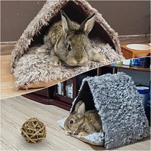 Rabbit Warm Hideout Tent Guinea Pig Foldable Bed Small Animal Pet Winter Warm House for Dwarf Rabbits Hamster Bunny Ferrets Rats Hedgehogs Chinchilla