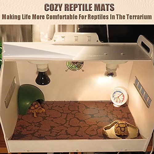 Tfwadmx Reptile Carpet Sand Mat for Bearded Dragon Terrarium Substrate Liner Brown Reversible Lizard Bedding Mats for Cage Leopard Gecko Tortoise Turtle Snake Chameleon with Tweezer 20"x 39"(2 Pcs)