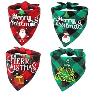 slaunt dog bandanas christmas classic plaid reversible dog bandana pet scarf triangle bibs for small medium large dogs puppy and cats thanksgiving day christmas holiday accessories
