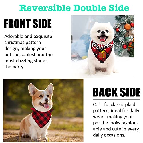 SLAUNT Dog Bandanas Christmas Classic Plaid Reversible Dog Bandana Pet Scarf Triangle Bibs for Small Medium Large Dogs Puppy and Cats Thanksgiving Day Christmas Holiday Accessories