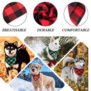 SLAUNT Dog Bandanas Christmas Classic Plaid Reversible Dog Bandana Pet Scarf Triangle Bibs for Small Medium Large Dogs Puppy and Cats Thanksgiving Day Christmas Holiday Accessories