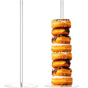 acrylic donut stand for party clear acrylic bagels holder 5 inch doughnut dessert stand donut display for wedding children's birthday party (2 pieces,round style)