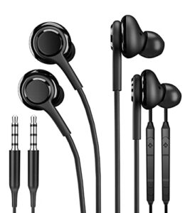 3.5mm wired headset with microphone jack headphone computer pc laptop gaming earbud video game audifono ear 2pack compatible for samsung galaxy s10 phone pad kid for school chromebook auriculare i