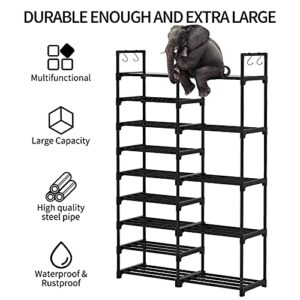 WOWLIVE 9 Tiers Shoe Rack Shoe Storage Shoe Organizer 30-35 Pairs Shoe Tower Unit Shelf Durable Metal Pipes with Plastic Connectors Stackable Cabinet Black(SSS2B9)