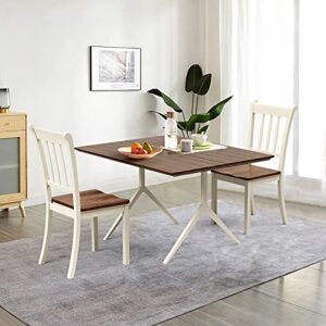 KOTEK Solid Wood Dining Chairs, Armless Kitchen Chairs with Curved Slat Back, Modern Dining Room Chairs, Side Chairs for Dining Room, Kitchen, Restaurant, Set of 4 (Ivory)