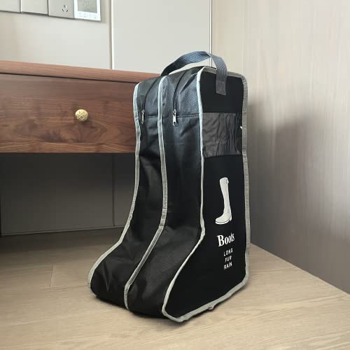 Boot Storage Bag Portable Boot Bags for Travel Cowboy Boot Organizer for Women Snowboard Boots Storage Leather Snow Western Boots Dust Proof Protector Black 2Pcs