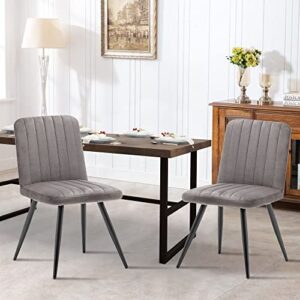 alunaune modern velvet dining chairs set of 2 upholstered accent chair mid century armless chair living room kitchen desk side chair with metal legs-grey