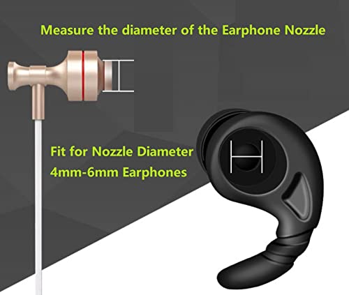 JNSA Replacement Anti Slip Ear Tip Sports Earbud Stabilizers Ear Hooks Fins Wing Noise Isolation Ear Tips Compatible with 3.8mm - 6mm Earbuds Nozzle Diameter in-Ear Earphones ，4 Pairs Set Black
