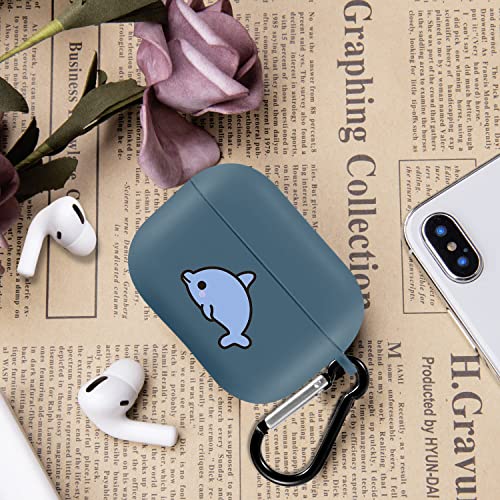 Dolphin Case Compatible with Airpods Pro Blue Soft TPU, Supports Wireless Charging Shockproof Protective Cover for Airpods Pro