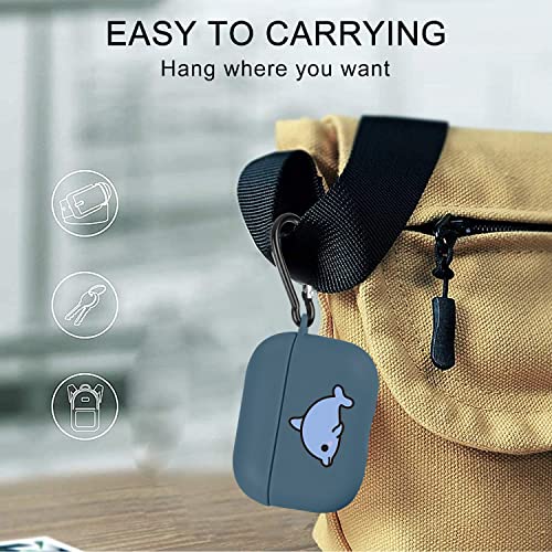 Dolphin Case Compatible with Airpods Pro Blue Soft TPU, Supports Wireless Charging Shockproof Protective Cover for Airpods Pro