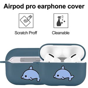 Dolphin Case Compatible with Airpods Pro Blue Soft TPU, Supports Wireless Charging Shockproof Protective Cover for Airpods Pro